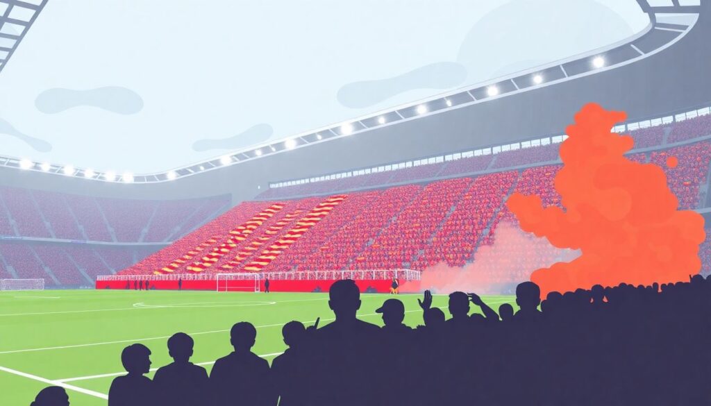 Фанатские флеш-мобы и их эффект на атмосферу стадиона - иллюстрация